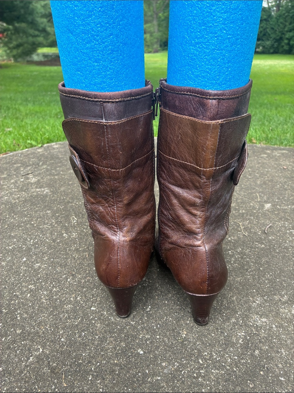 Born Brown Leather Mid-Calf Heeled Boots - Picture 5 of 11